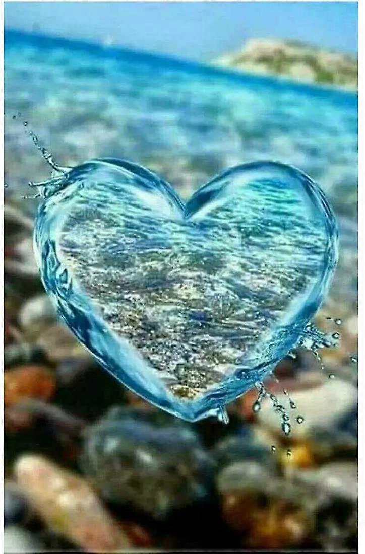 Diamond painting picture, hearts love with heart, blue, round stones, approx. 30 x 40 cm, full screen, good for beginners (A)