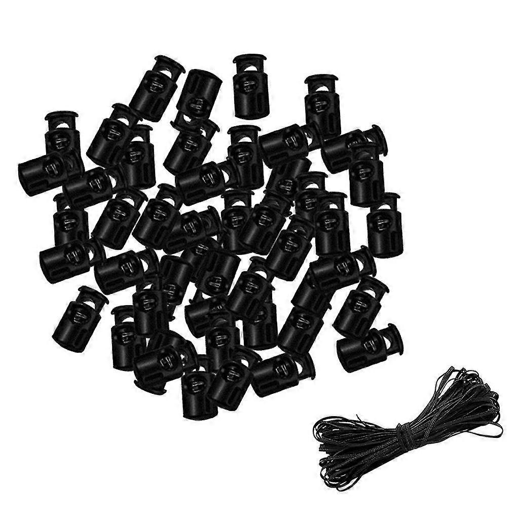 50 Pcs Plastic Cord Locks End Spring Toggle Stopper Single Hole String Cord Lock