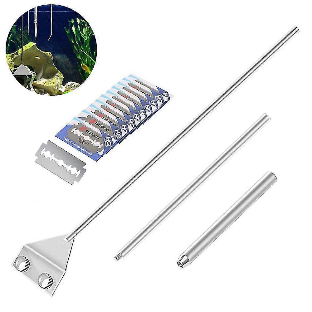 Aluminum Magnesium Alloy Aquarium Scraper Cleaner Brush With 10 Stainless Steel Blades For Fish Reef Plant Glass Tank