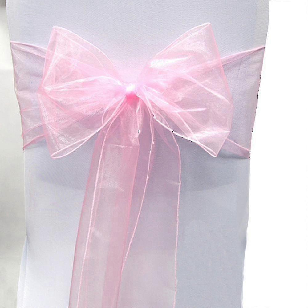 Organza Sashes Židle Kryt Tyl Luky Sash Tie Ribbon Svatební partypink-50 ks Aespa