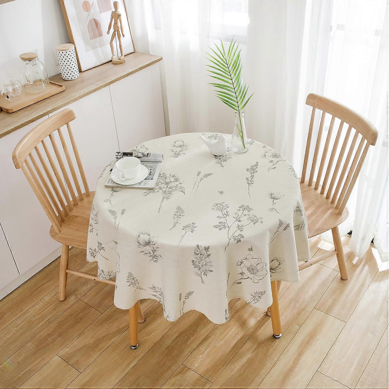 Round Tablecloth Beige Printing 150cm