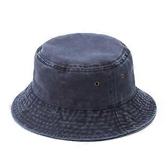 Bucket Hat, Wide Brim Washed Denim Cotton Outdoor Sun Hat Flat Top Cap para Pesca Senderismo Deportes de Playa