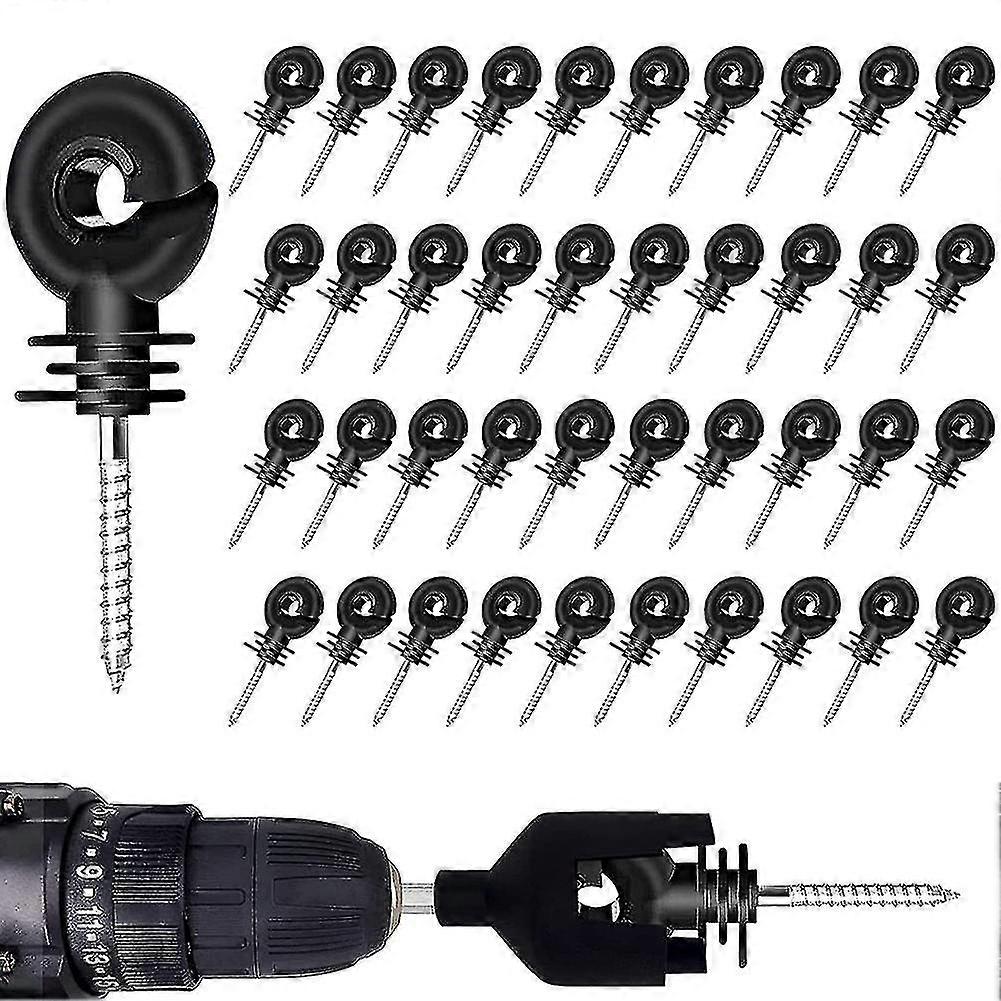 40pcs Electric Fence Insulators Screw,electric Fence Ring Insulator Tape Screw Wood Post Insulators