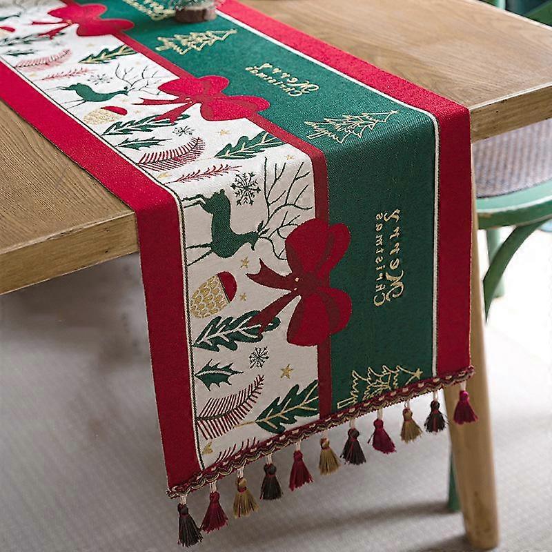 1PC Table Cover Xmas Decoration Festive Patterns with Santa Tree Snowman 35*160cm