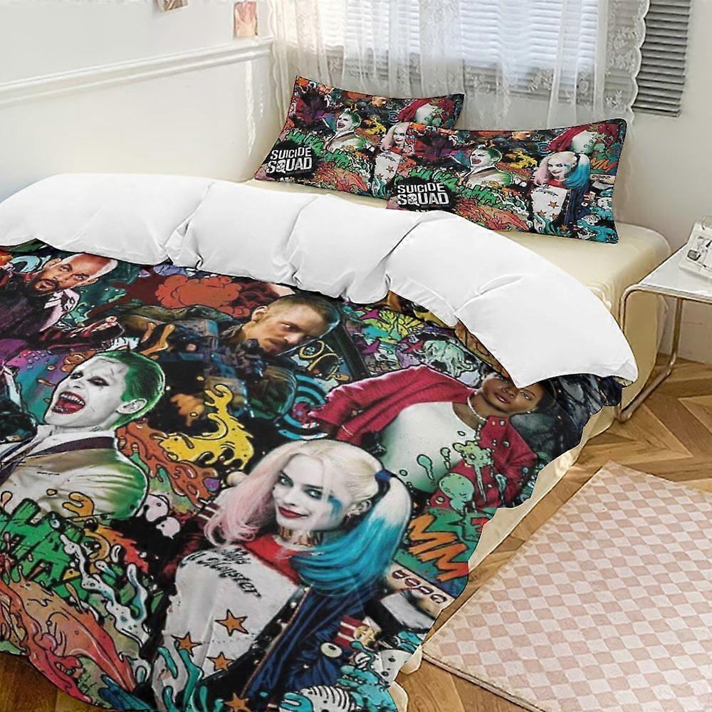 v2064  Bed Sheets Bedding Suicide Squad 3-Piece Bedding Set Soft Warm And Comfortable Bed Set with 1 Duvet Cover And 2 Pillowcases Bed Sheets  yuq2064