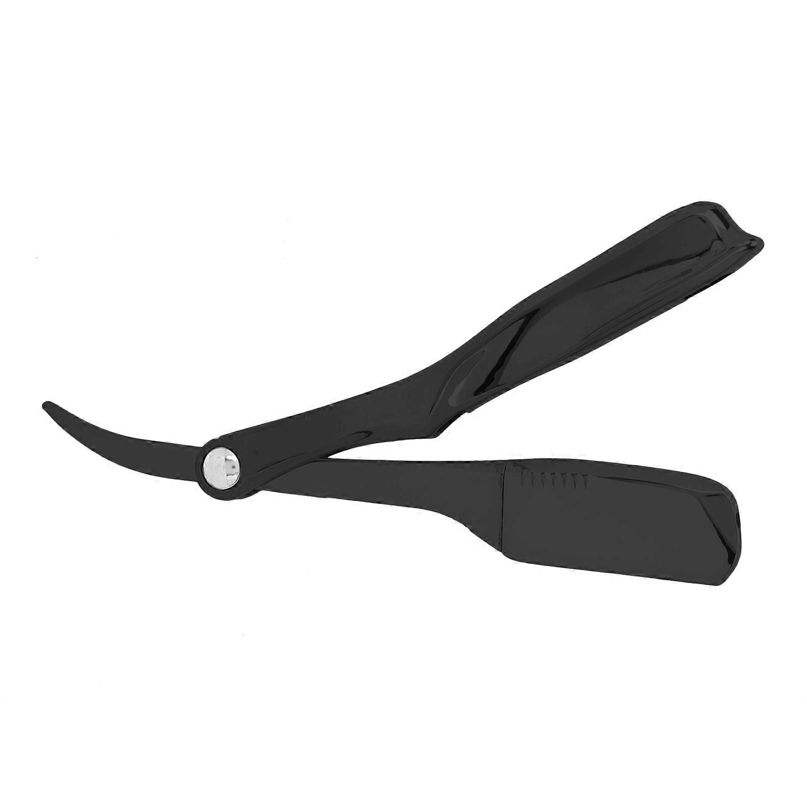 Professional Foldable Straight Edge Razor Barber Men's Shaving Razor Plating Blade HolderBlack Plating