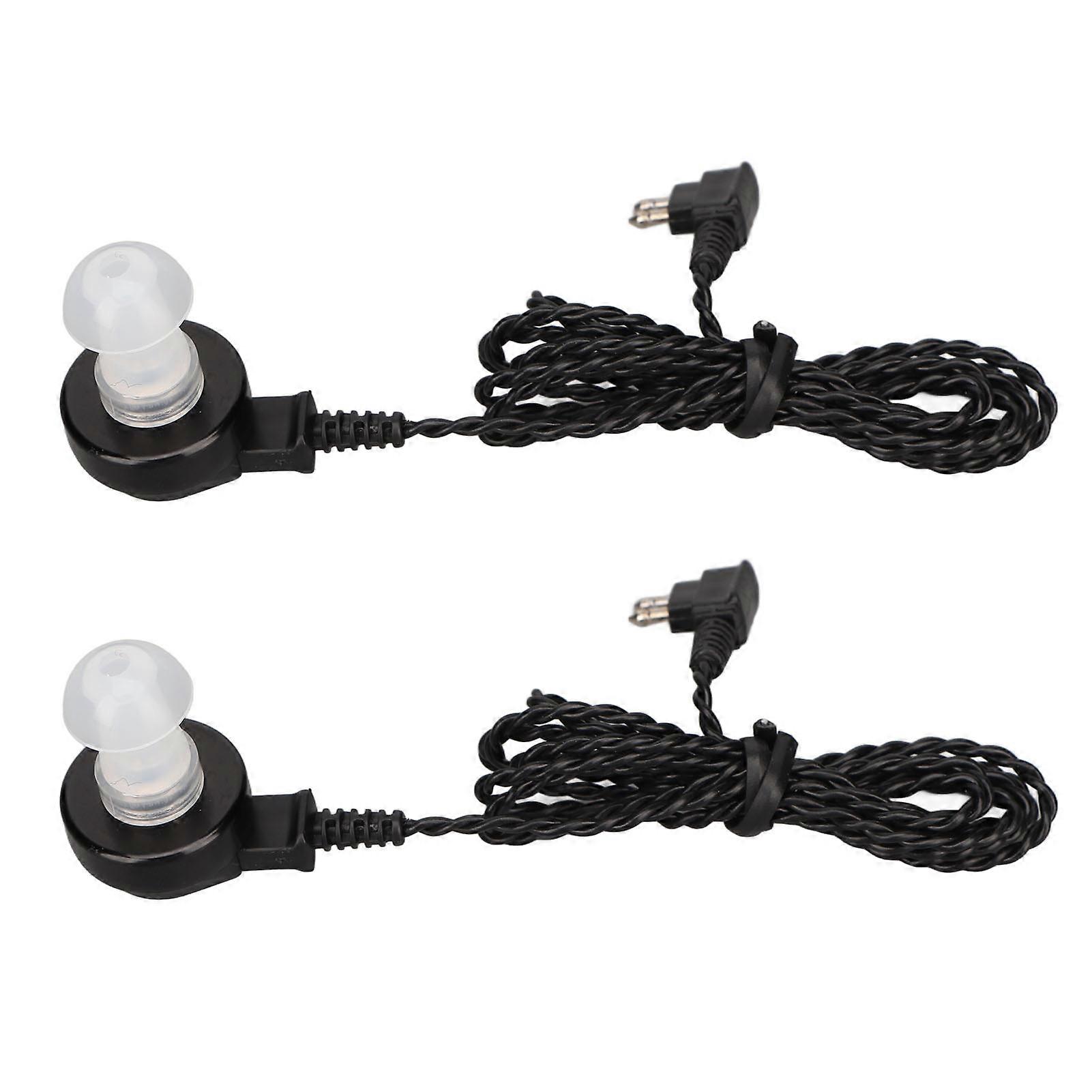 Hearing Device 2 Pin Cable Wire Sound Hearing Device Receiver with Earplug Replacement Accessory Black