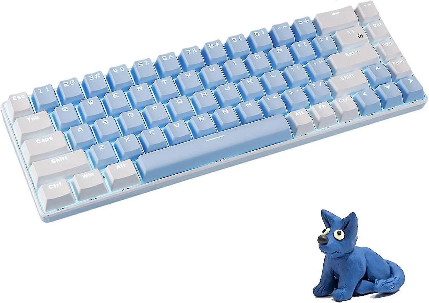 Rechargeable Bluetooth Wire Wireless Mechanical 68 Keys Compact Keyboard With Led Backlight Compatible With Gaming Office