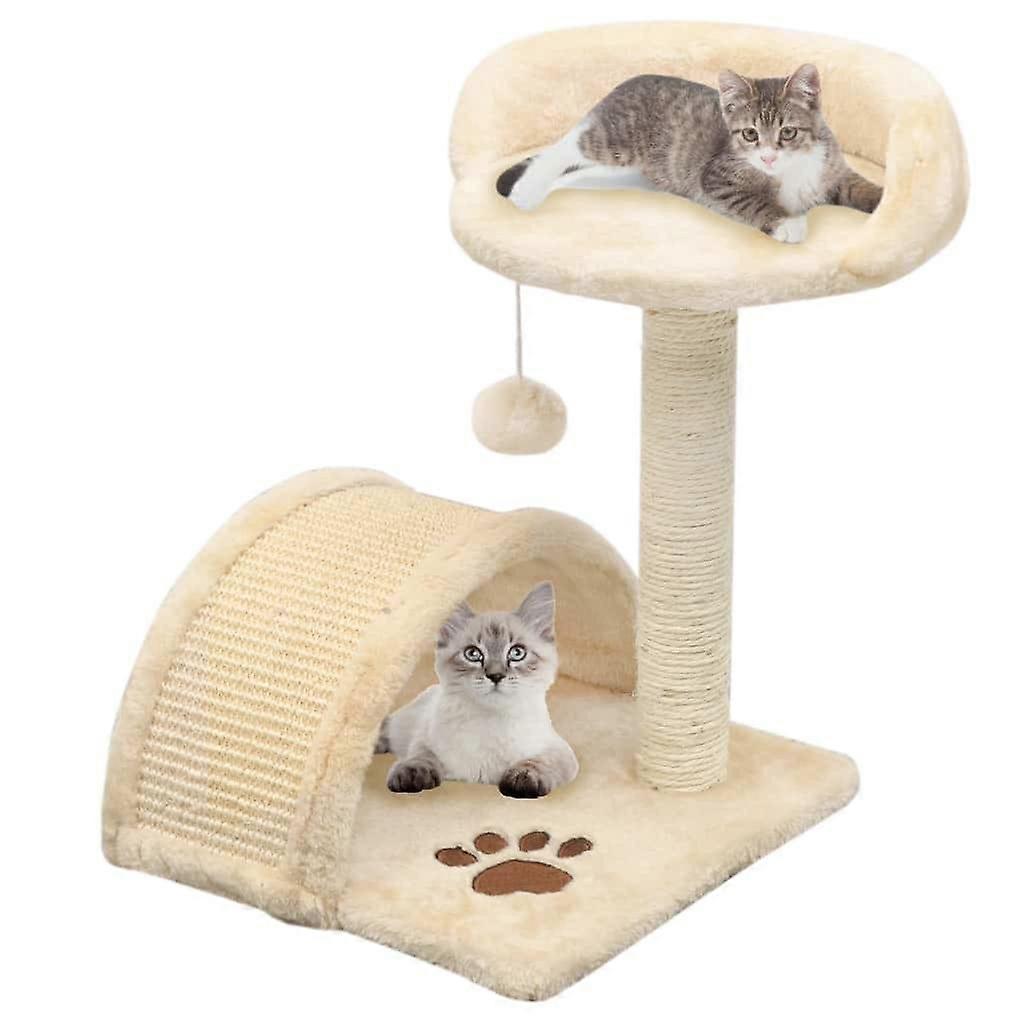 Cat scratching post beige and brown