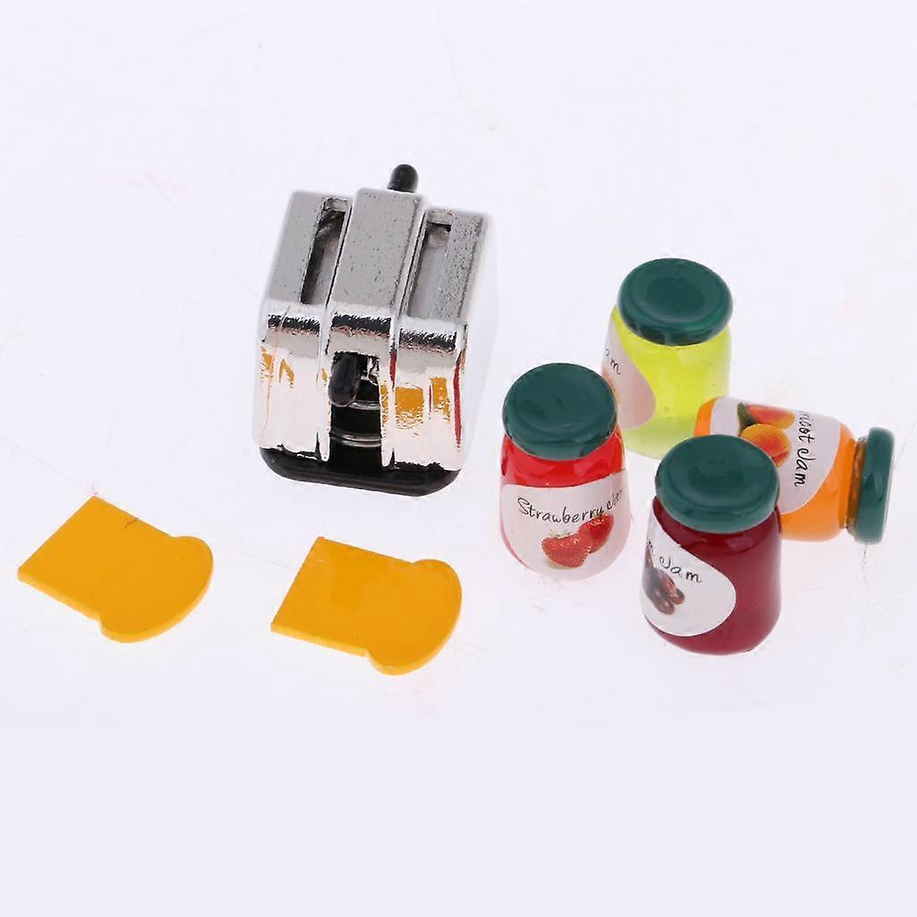3x 1:12 Dollhouse Miniature Bread Maker, 2 Breads & 4 Fruit Jams Set