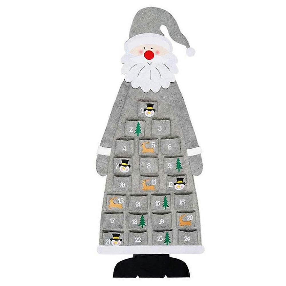 Felt Christmas Advent Calendar, Wall Santa Advent Calendar24 Days Reusable Christmas Countdown Calendar Hanging Grey