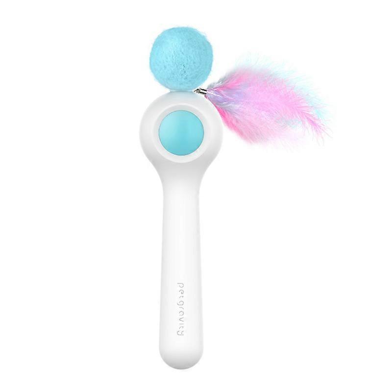 Cat Interactive Toy Automatic Telescopic Funny Cats Stick Colorful Feather StickBlue