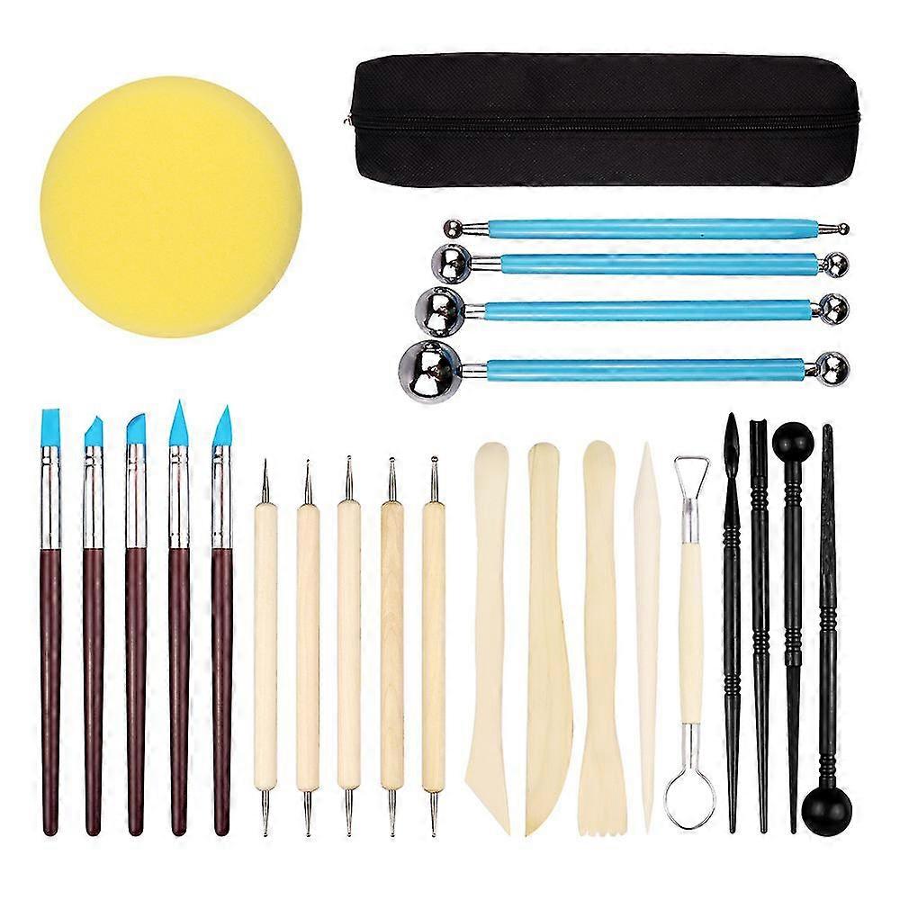 25pcs Clay Sculpting Tools Kit Clay Modelling Tools Outils en bois Polymère Clay Tools Rubber Pottery Tools