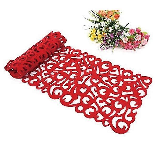 Table Runner, (Red) Rectangular Hollow Out Felt, Tablecloth Placemats Table Mat Decorations for Party, Christmas, Dinner, Rustic Weddings, Crafts
