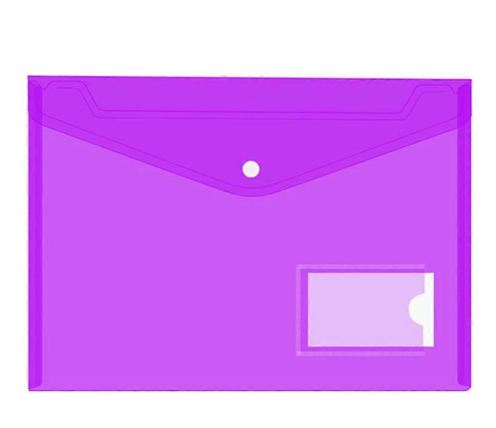 20 Pack A4 Plastic FolderPurple- Document Pockets - Snap Button Folder with Pocket - A4 Plastic Flap Folder - Transparent Document Folder for Document