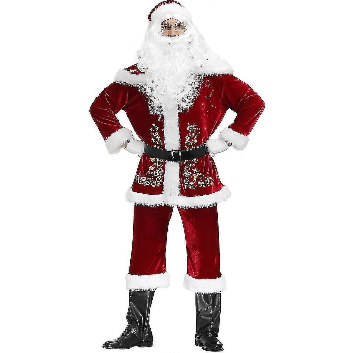 M-xxxxl Plus Size Mænds Juledragt Mænds Julemandskostume Udskriv Julekostumesæt