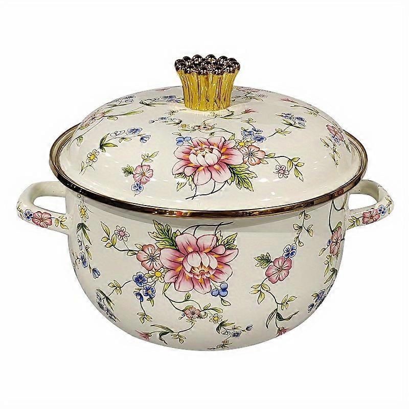 1pc, Soup Pot, Enamel Thickened Double Ear Soup Pot, High-temperature Resistant Stew Pot, Boiling Pot, Household Electric Stove Open Flame Gas Univers