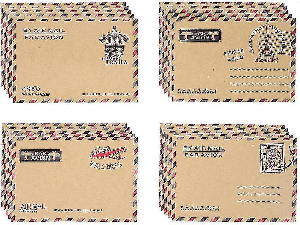 Vintage Pattern Airmail Letter Envelopes - 100pcs Gift Set