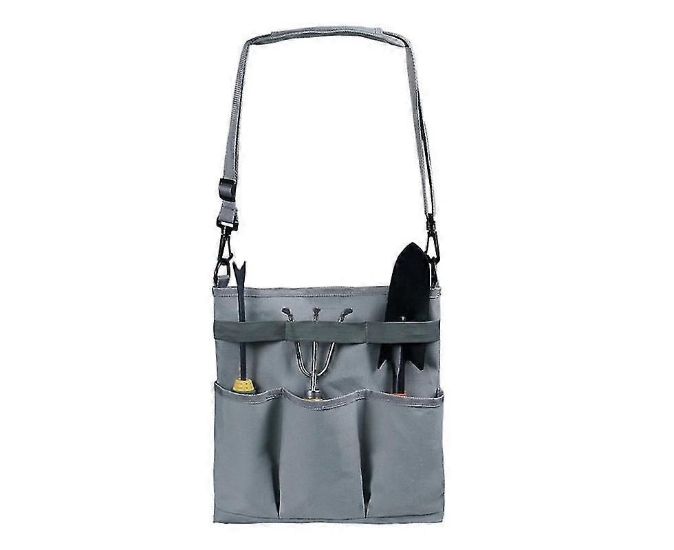 Garden Tool Storage Bag Multi-functional 3 Pockets Canvas Creative Hand Tools Bag for Outdoor-Grey