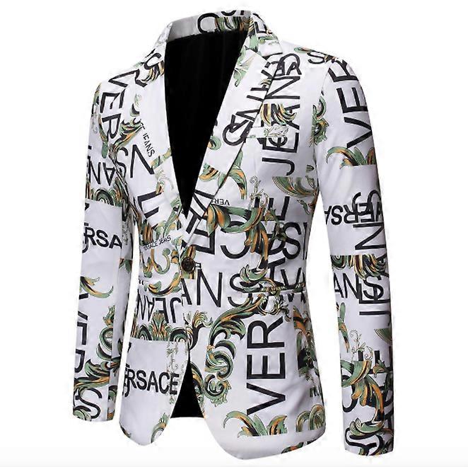 Letter print slim suit jacket
