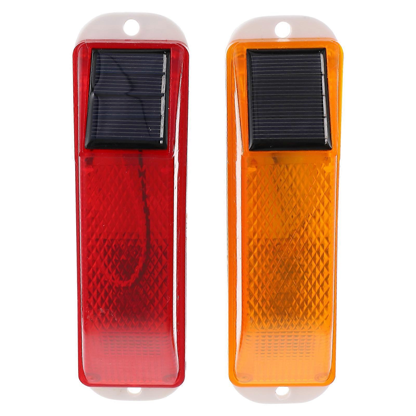 2pcs Solar Strobe Warning Light Multi-functional Solar Caution Light Solar Light