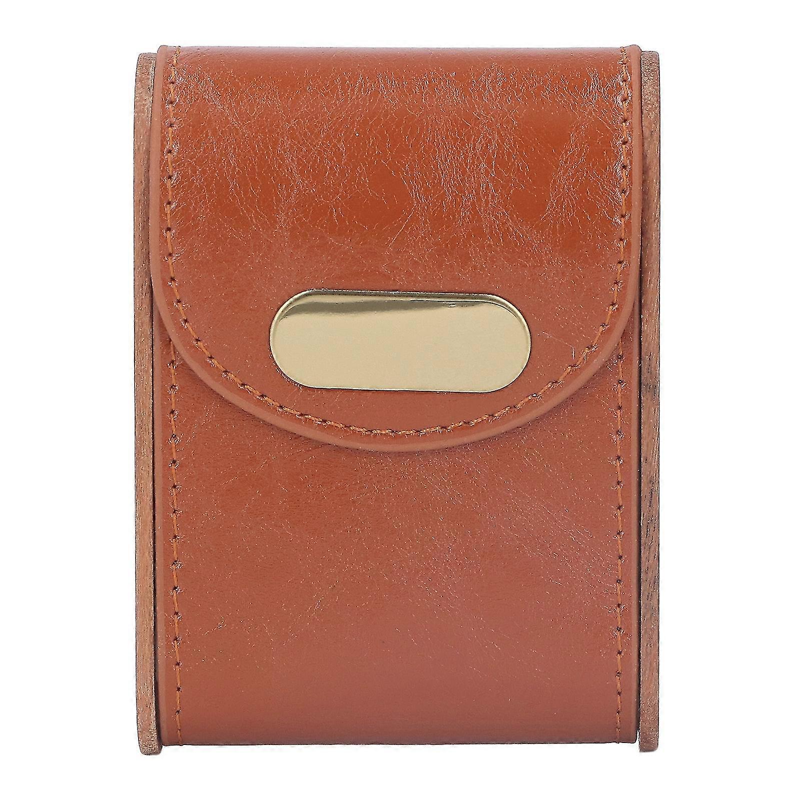 Apricot Wooden Cigar Case Box - Holds 20pcs - PU Cover - Smoking Accessories for Men and Women