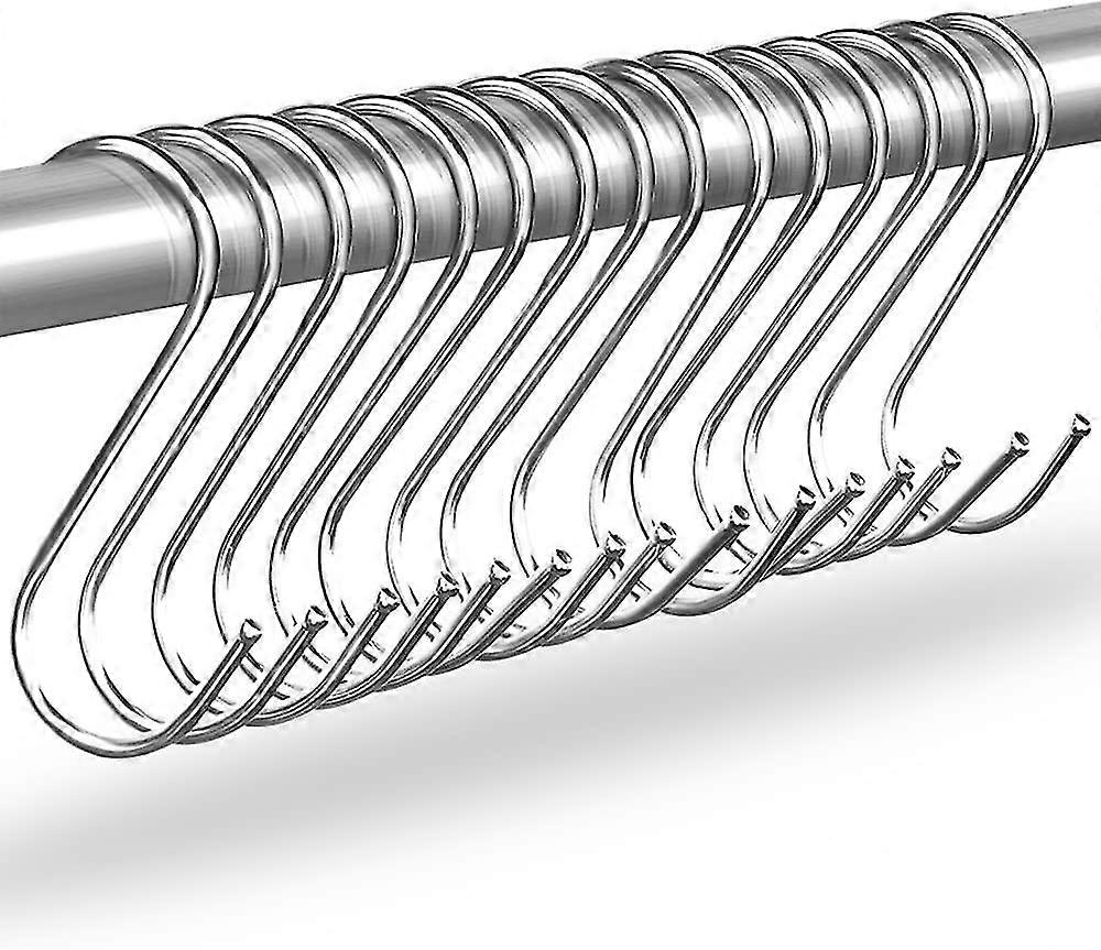 Set Of 15 Stainless Steel S Hooks, Rust And Corrosion Proof Metal Hooks, 4.7" S Shape