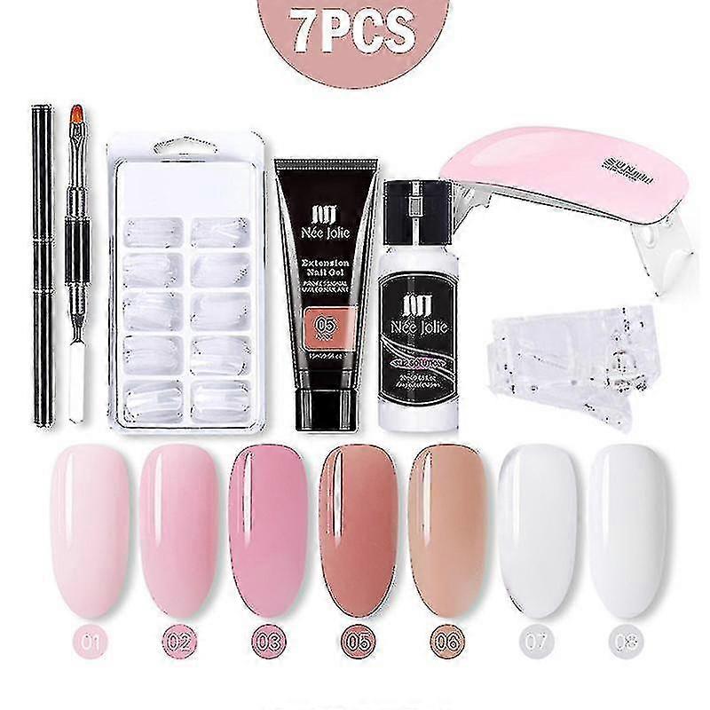 7pcs Poly Extension Nail Gel Kit All For Manicure Set Fast Building Gel Polish