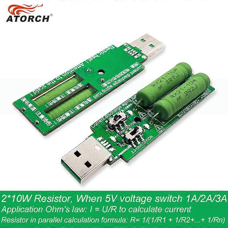 USB Resistor DC electronic load 2 switch adjustable current 5V 1A/2A/3A battery capacity voltage discharge resistance tester