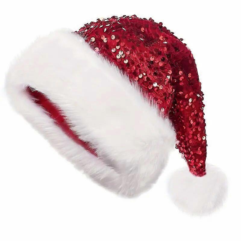 Dual-Layer Sequin Christmas Atmosphere Hat, Plush Thick