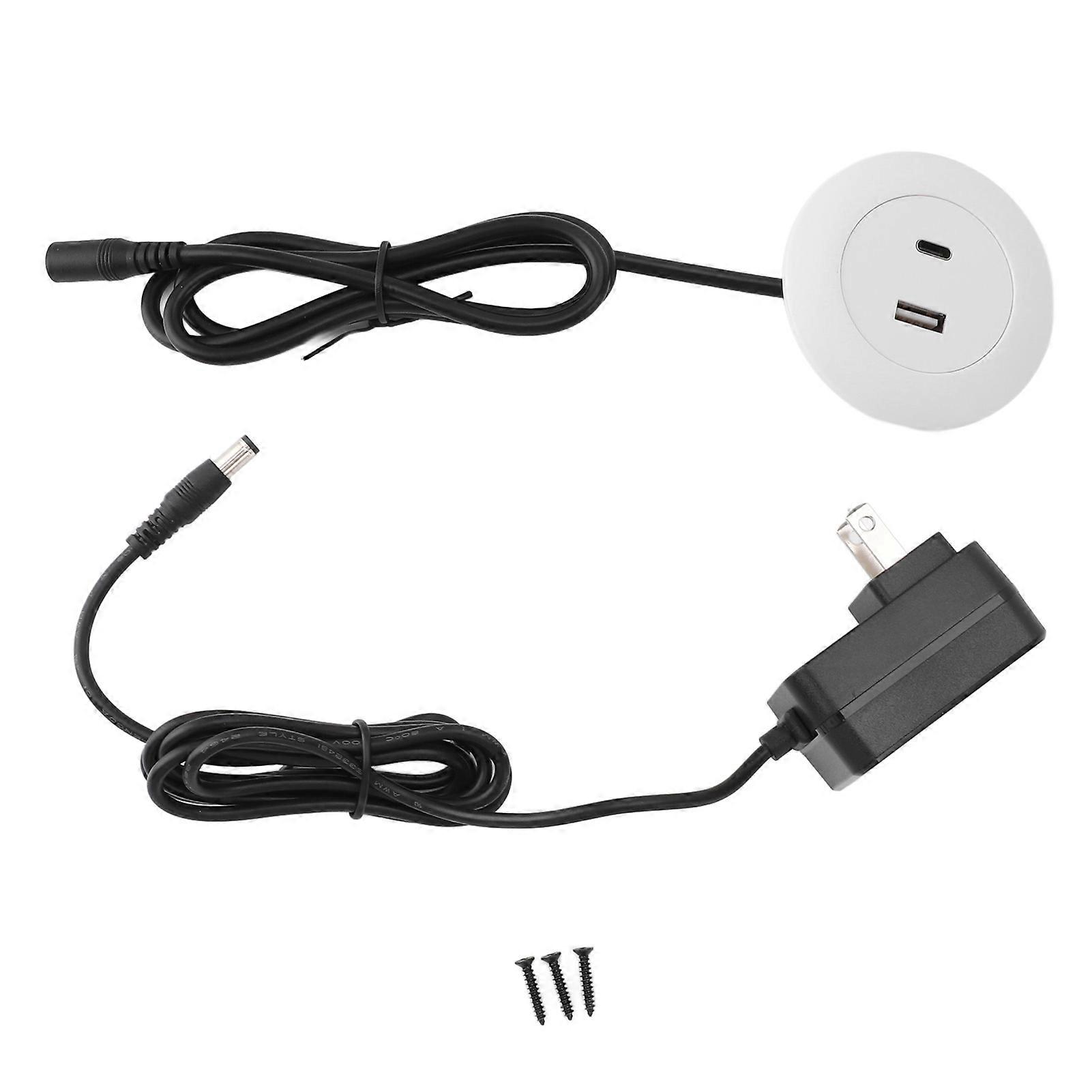 Embedded Power Socket Desktop USB Charging Hub USB A and C Port for Sofa Table Bedside