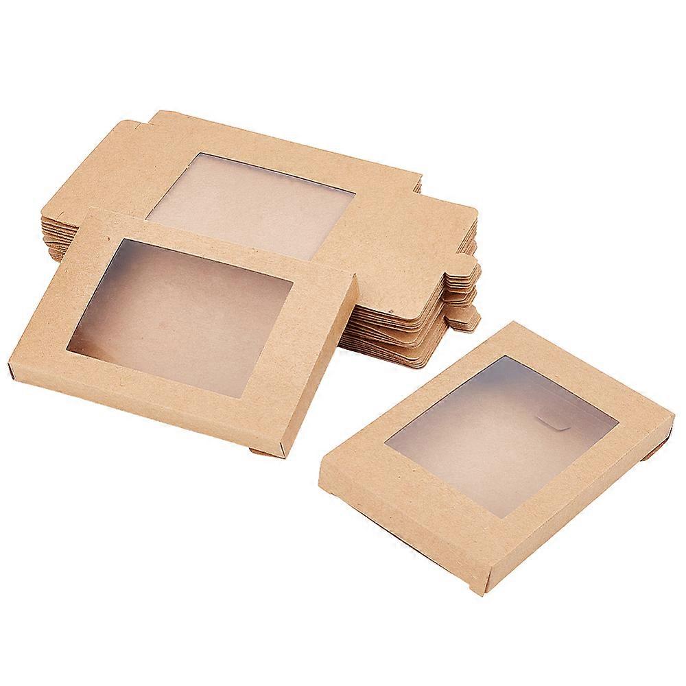 Rectangle Paper Biscuit Boxes with Clear Window for Party Wedding Bakery Box BurlyWood Finished Product: 12.5x8.5x1.5cm