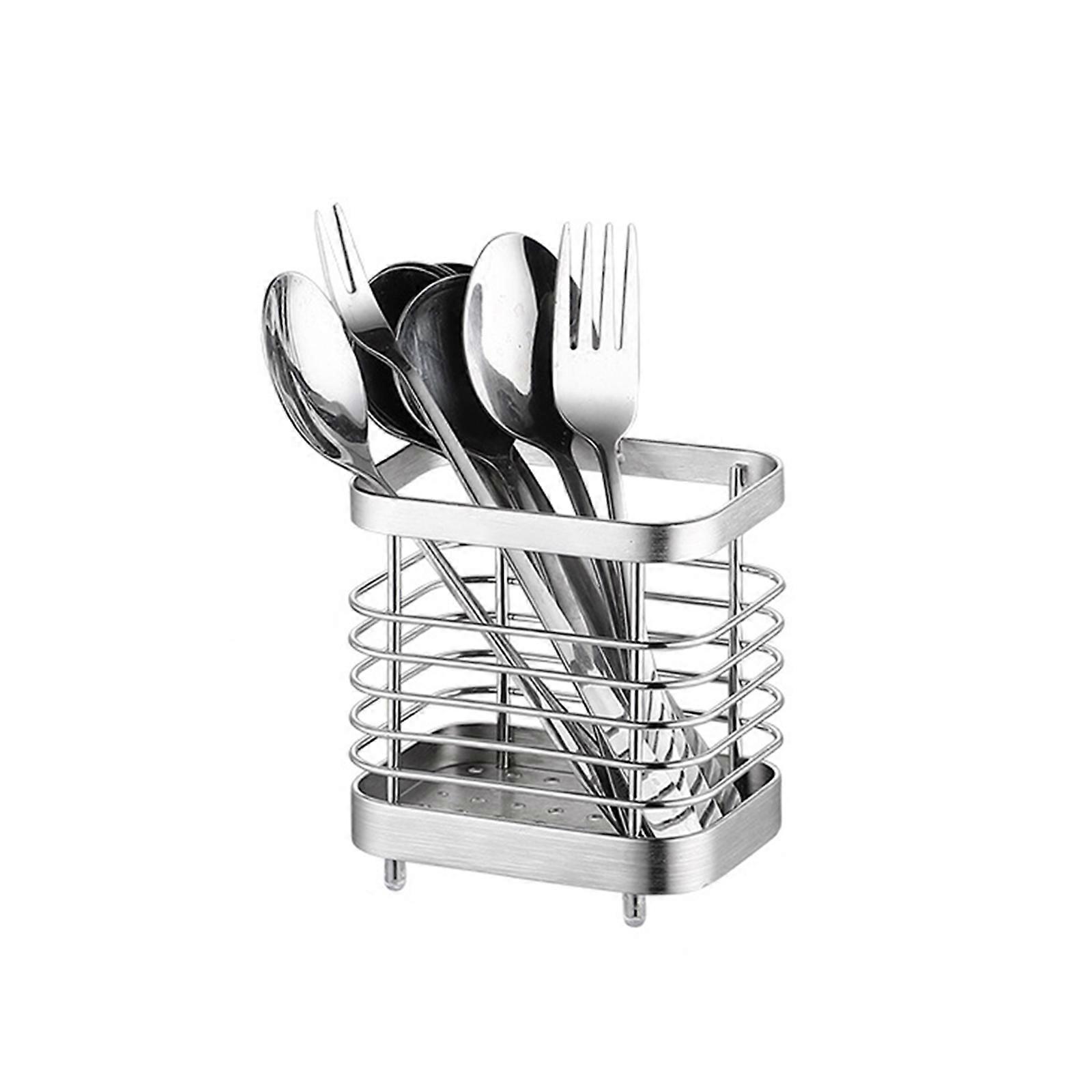 Rustfritt stål Bestikkstativ Kjøkkenvask Ryddig redskapsholder Rack Drainer