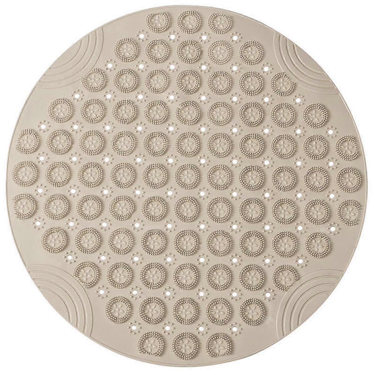 Round Non-Slip Shower Mat Strong Suction Bath Mats with Drain Holes with Raised Massage Loop, E