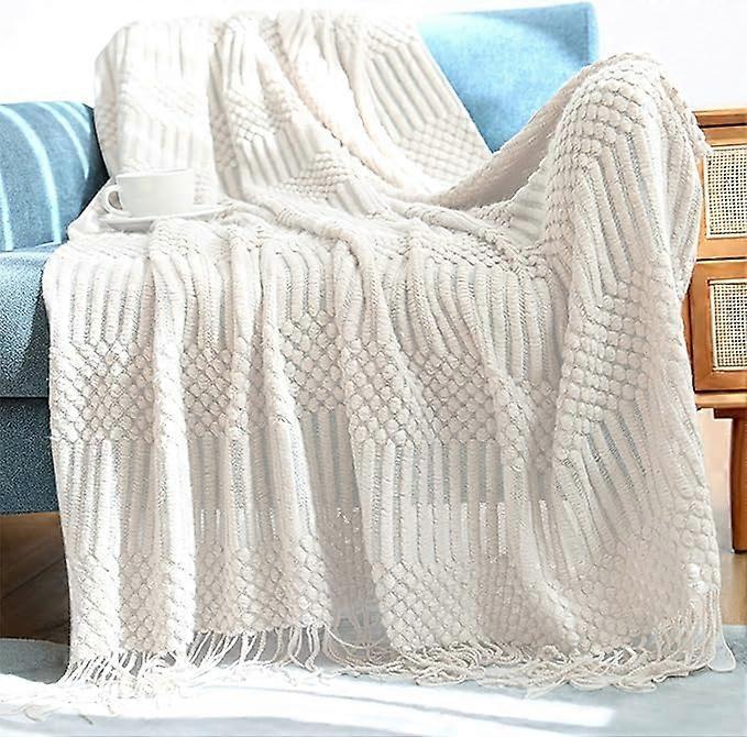 Bedspread, Bohemian style blanket, soft knitted blanket, reversible blanket, Nordic style sofa blanket 127220CM