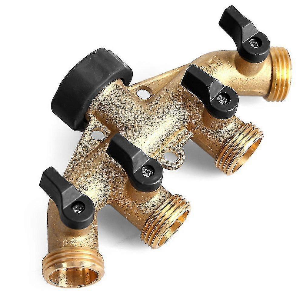 Garden Brass Diverter 4-way Faucet On/off Valve Hose Connector, Four-way Ball Valve Garden Hose Adapter Garden Brass Two-way Ball Valve Water Pi