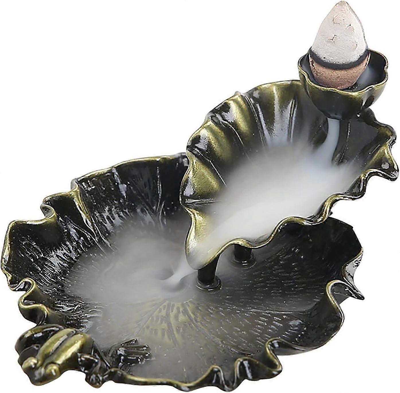 Reflow Incense Burner, Lotus Leaf Incense Cone Burner, Smoke Incense Holder for Incense and Fragrances Decoration, Incense Burner