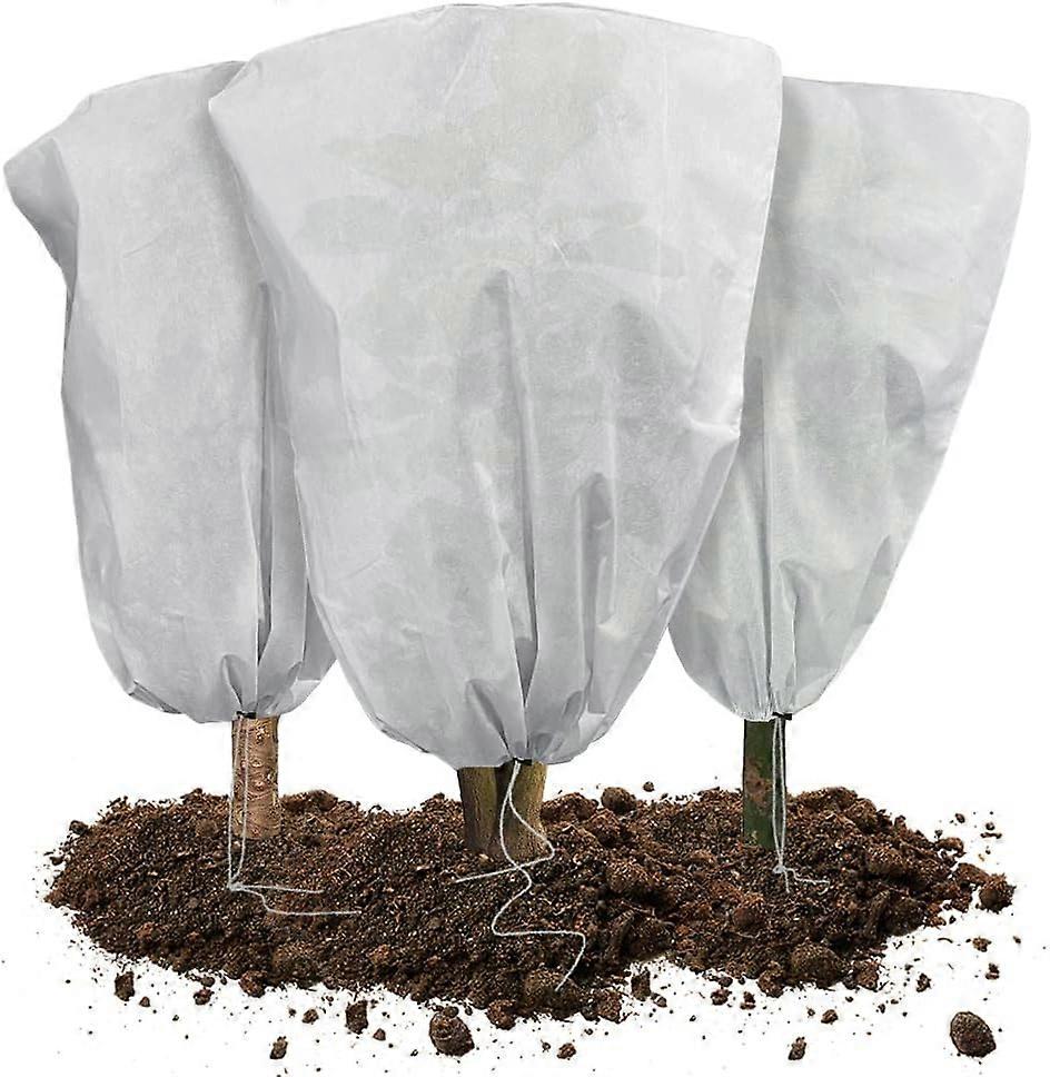 Set of 3 Plant Protection Winter Fleece Gardening Fleece Jacket Frost Protection Large Tree Cover with Drawstring Zipper, 0.8mx 1m