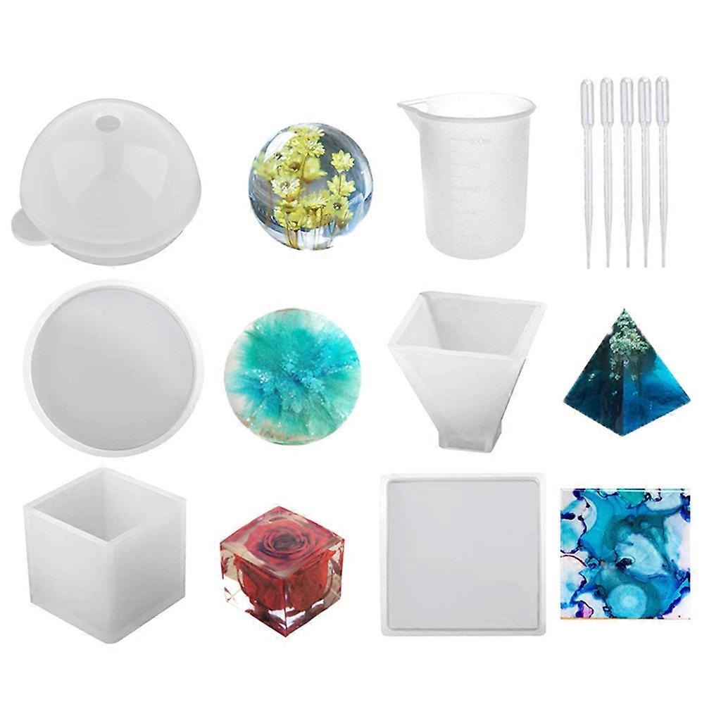 1 Set DIY Silicone Resin Molds Kit with Measuring Cup for Resin Epoxy