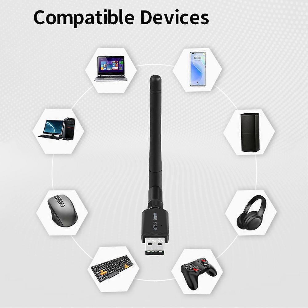 Wireless Adapter Support Windows 7/win8.1/win10/11 for PC Computer 100M Long Range USB Adapter Dongle Bluetooth-compatible 5.3