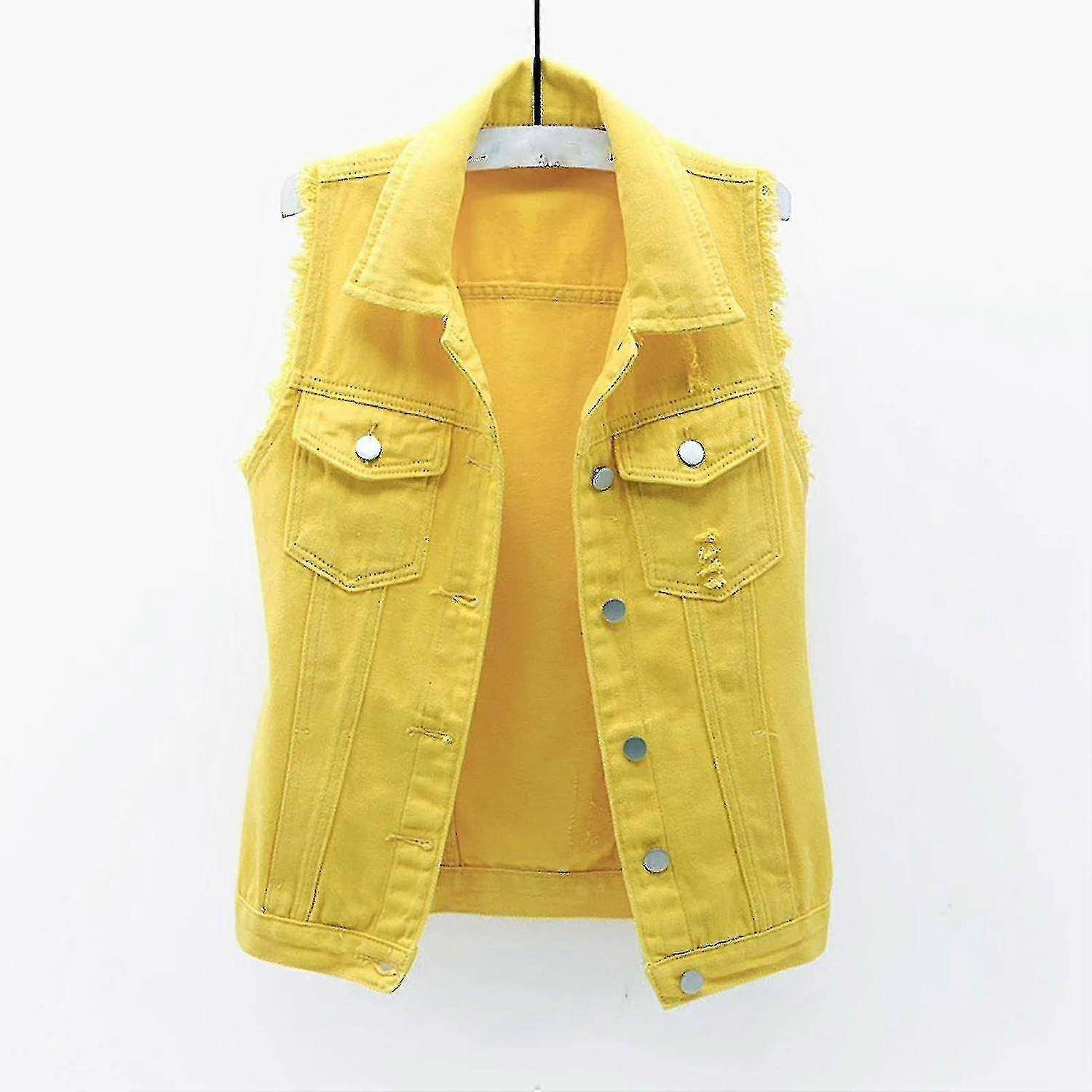 Women's Spring And Autumn Coat Solid Color Sleeveless Denim Jacket Jacket