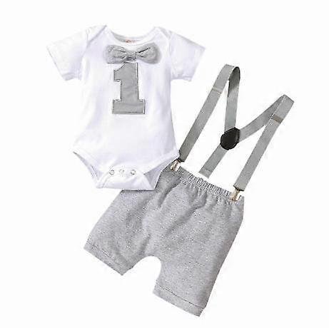 Baby Boy First Birthday Infant Boy Bow Tie Romper Bodysuit