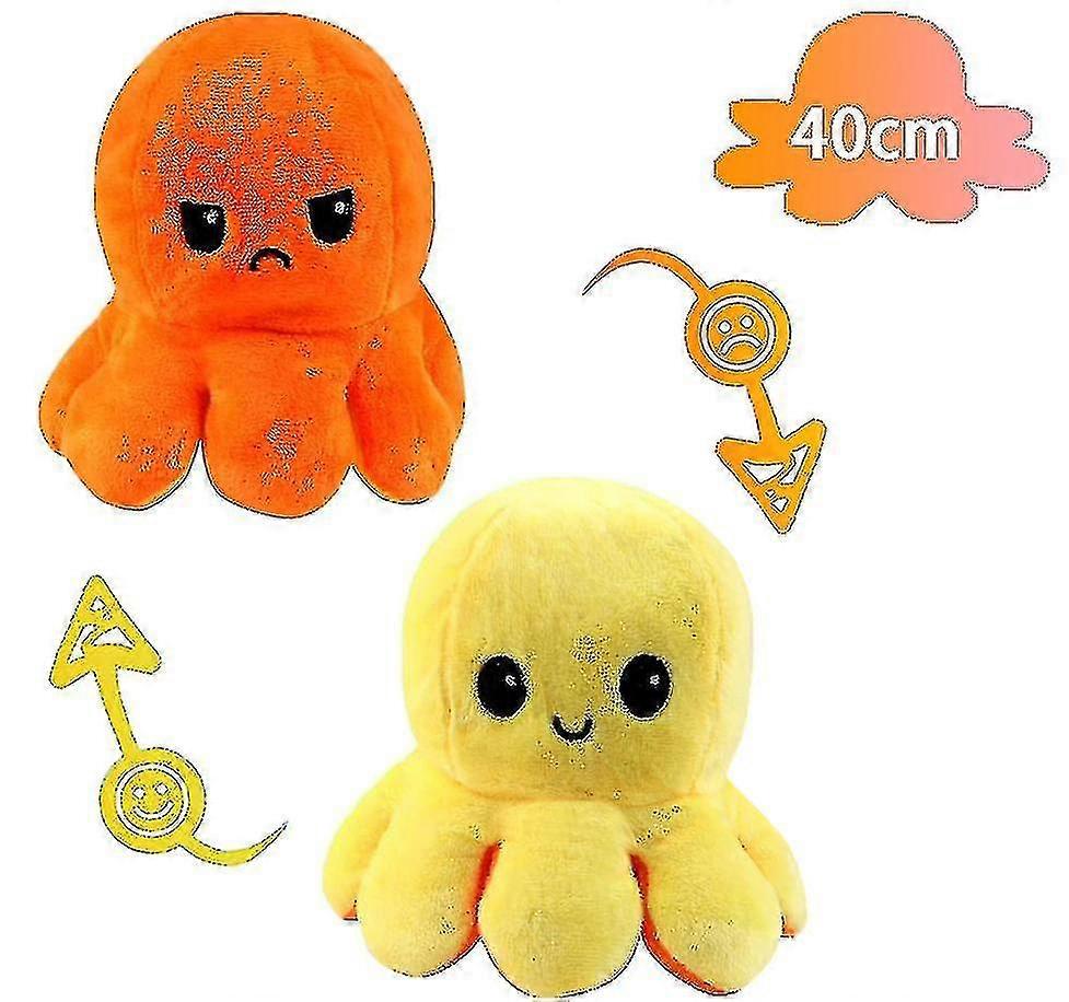 40cm Giant Reversible Octopus Stuffed Animal Reversible Happy Sad Octopus Plush Toy Show Your Mood Without Saying A Word-r