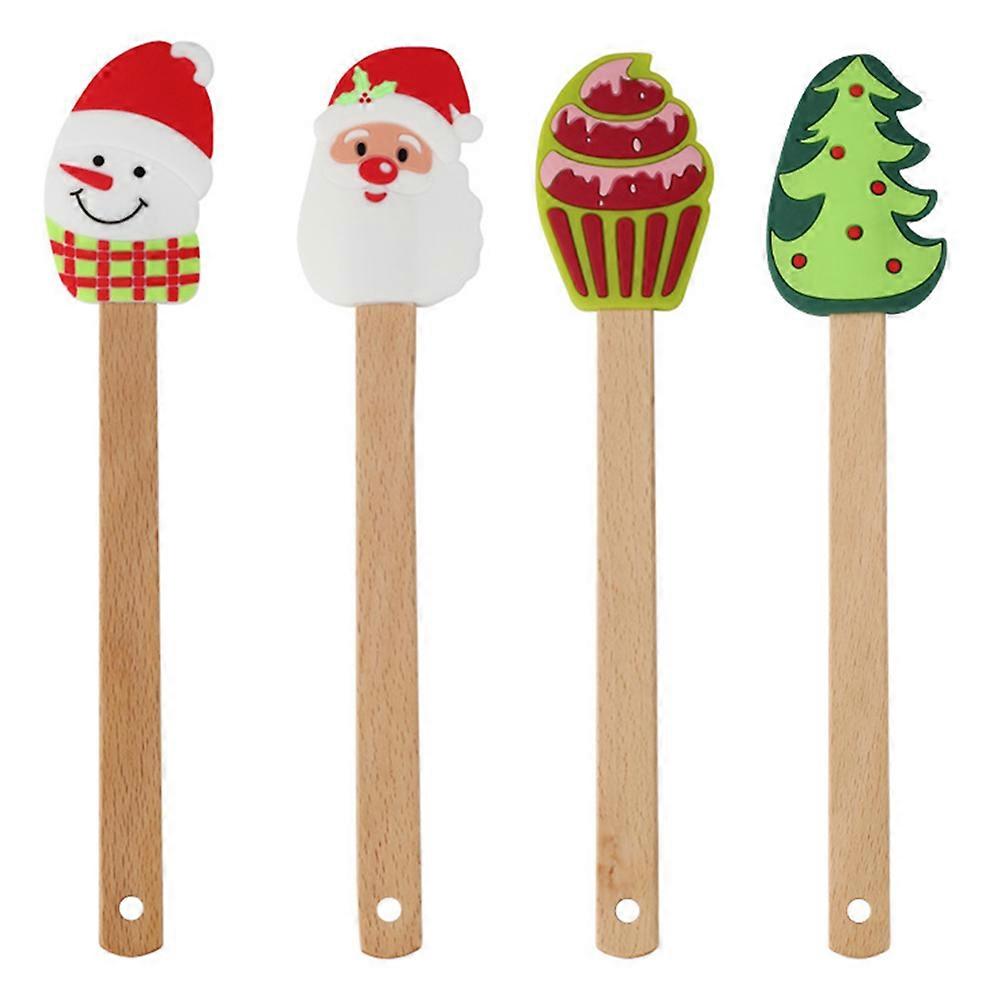 4 Pcs Silicone Spatula Spatula Wood Handle Cake Icing Spatula Butter Spreader Cream Stirring Spatula Cream Spatula