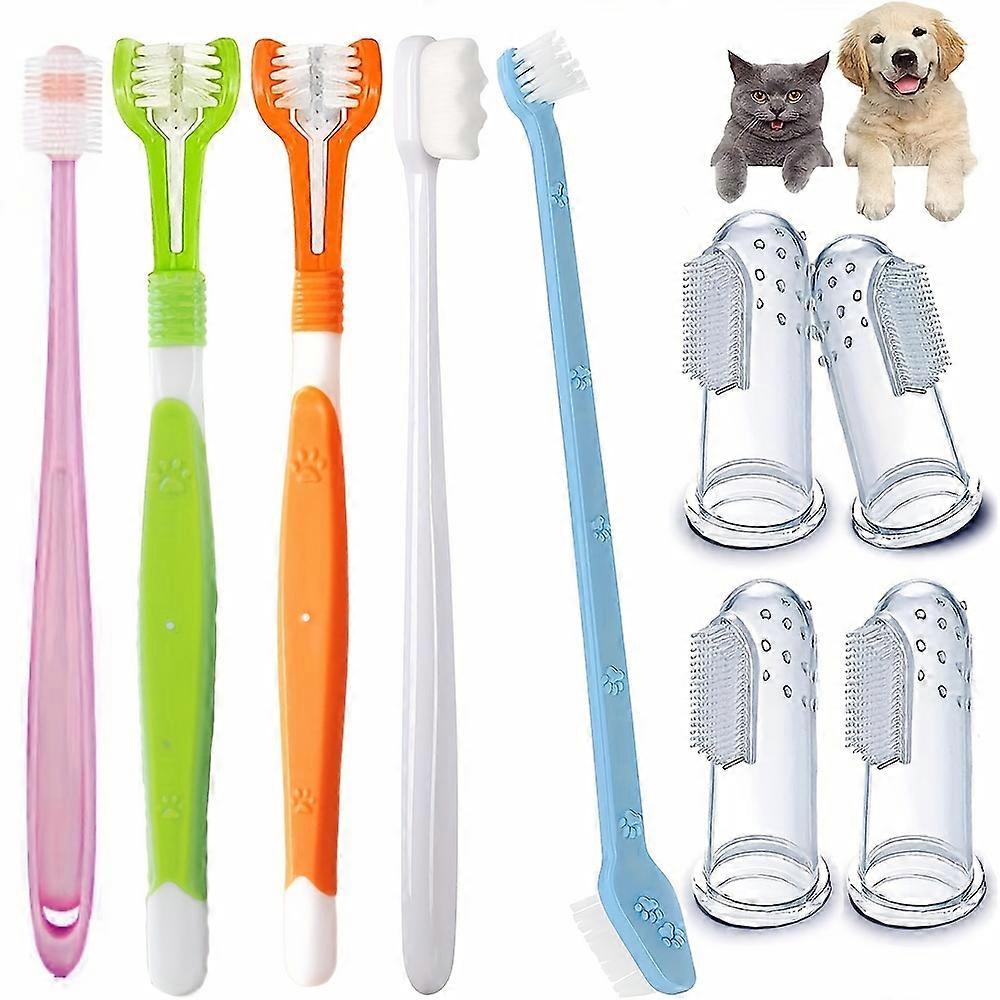 New style Dog Toothbrush Set, 360-Degree Toothbrush, Triple Head Dog Toothbrushes, Double Head Toothbrush