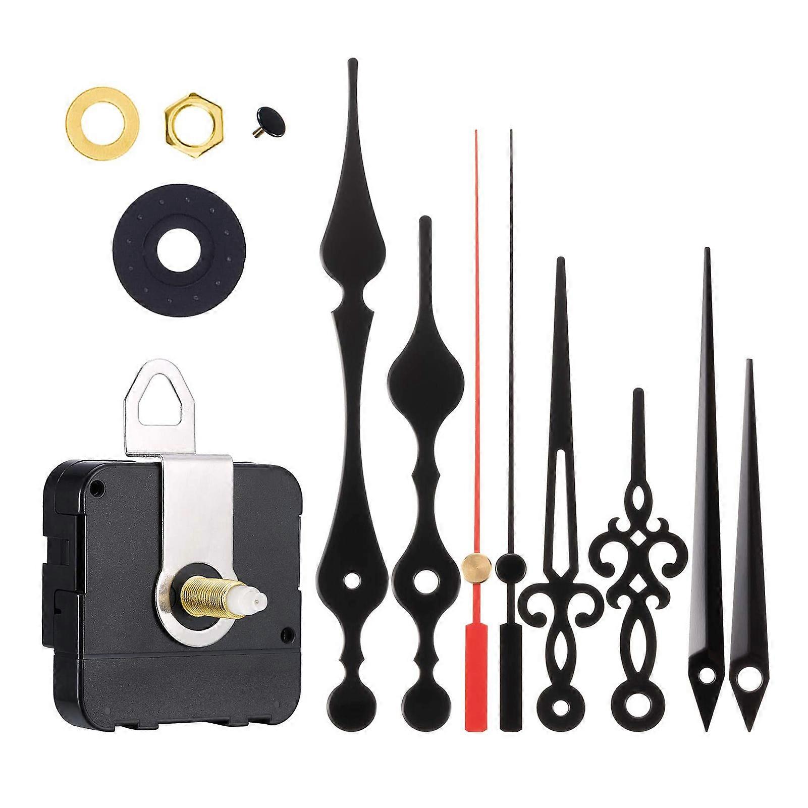 DIY Repair Parts Precise Wall Clock Movement Mechanism with 3 Pairs Hands Replacement Set for Home