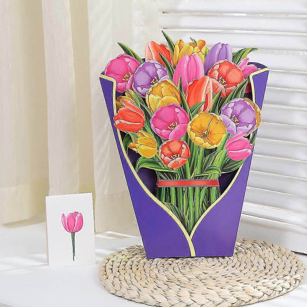 Cadeau de la fête des mères Pop Up Bouquet de fleurs Carte de vœux