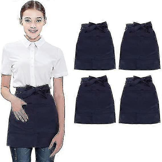 2 Pack 2 Pockets 100% Polyester Waist Apron For Waitress Waiter Restaurant, Bar, Pub, Cafe High Quality