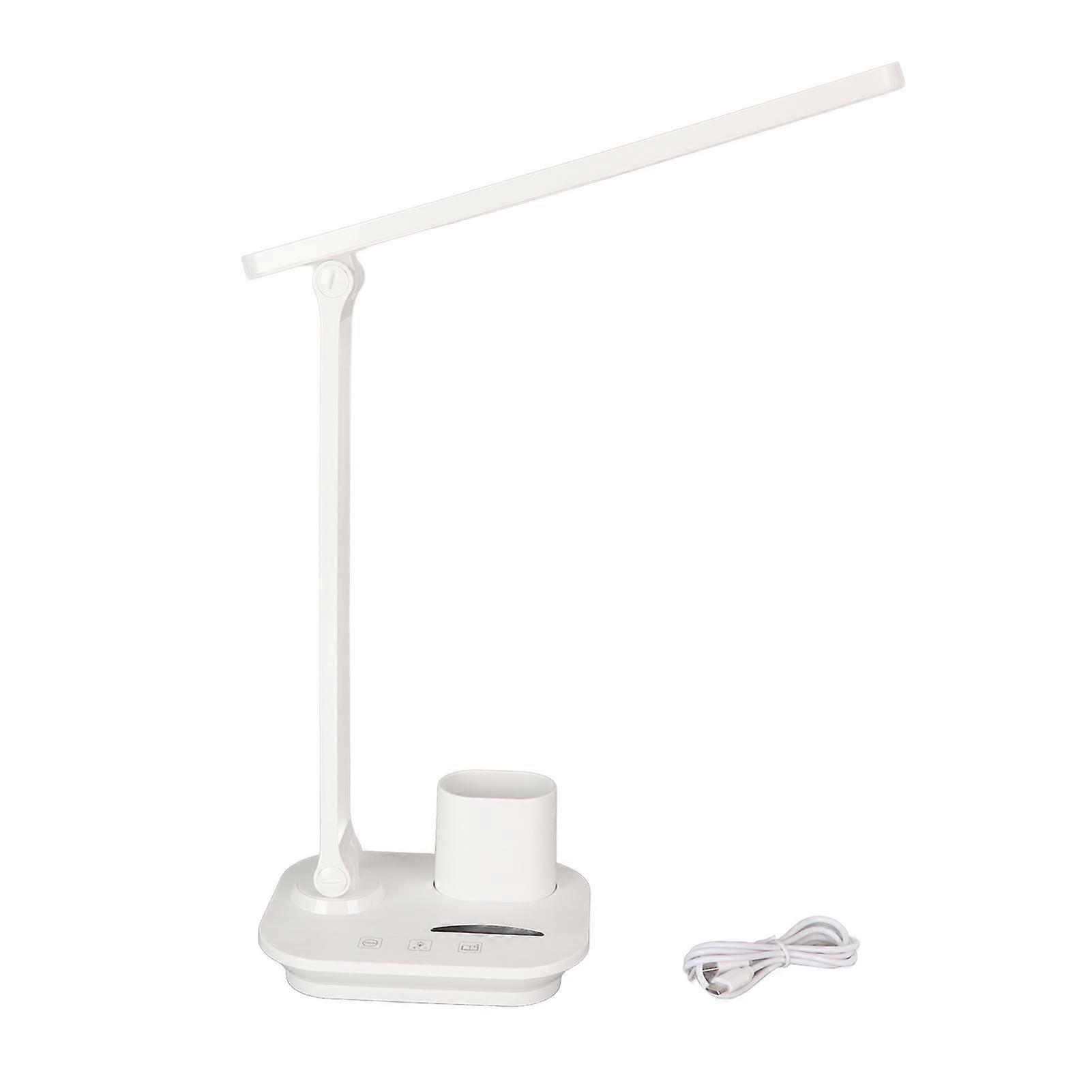 LED Table Lamp 5W Eye Caring Rechargeable 3 Color Temperature Stepless Dimmable USB Light with Pen Phone Holder