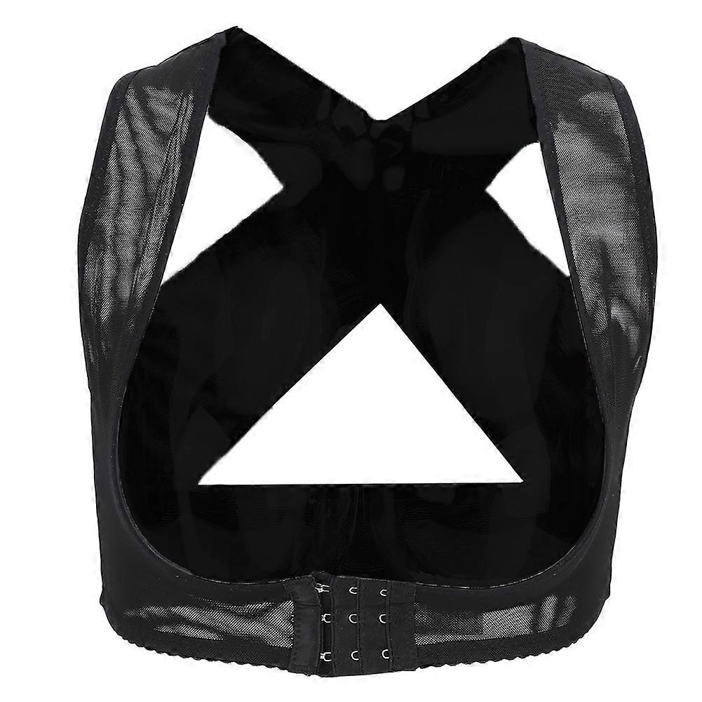 Breathable Posture Corrector Adjustable Back Shoulder Support Brace Belt Black(M)